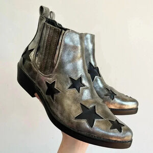 Seven7 Rockstar Bootie Silver Metallic Star Cut Out Boho 70s Style Shoe Boots 7